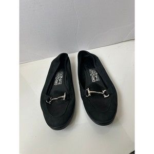 Salvatore Ferragamo Black Loafers with Silver Accents